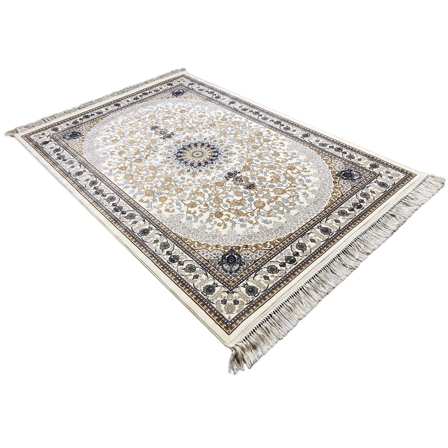 Teppich 160x230 Creme mit Fransen Orientalisches Muster