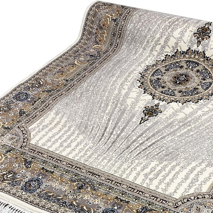 Teppich Grau mit Fransen Vintage Stil 160x230 cm