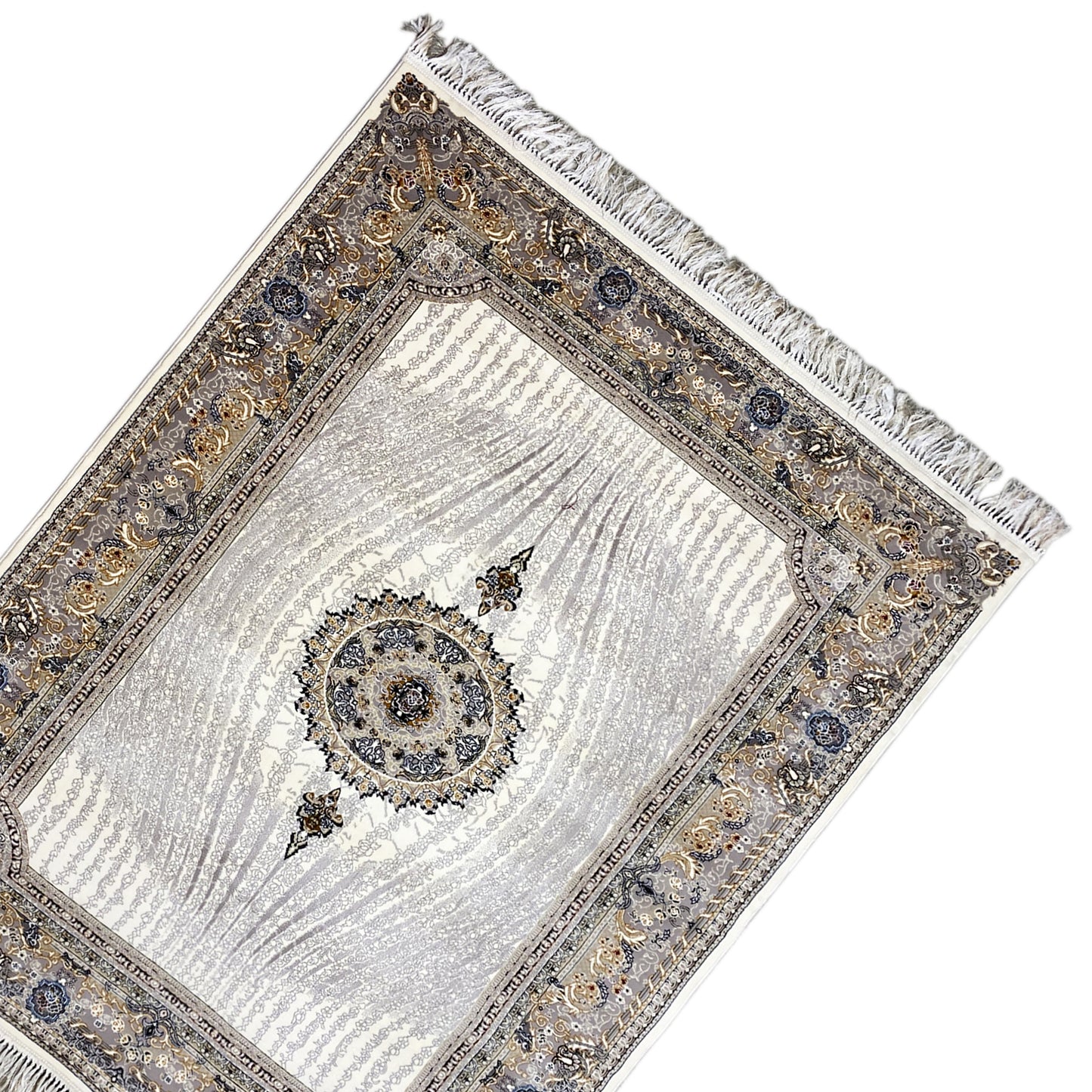 Grau-beiger Teppich Vintage Medaillon 160x230 für Esszimmer