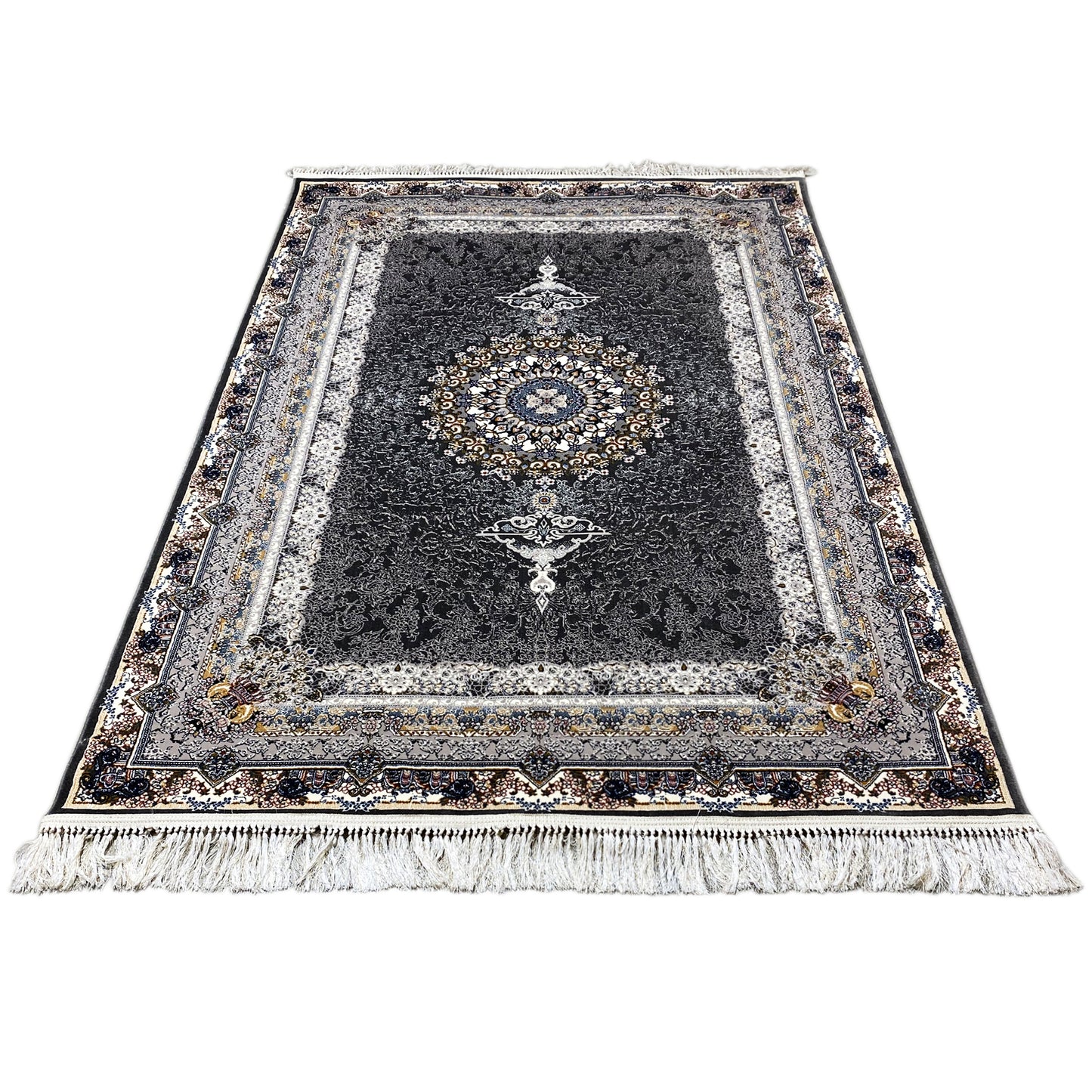 Teppich maschinell Medaillon Muster Schwarz 160x230 cm.