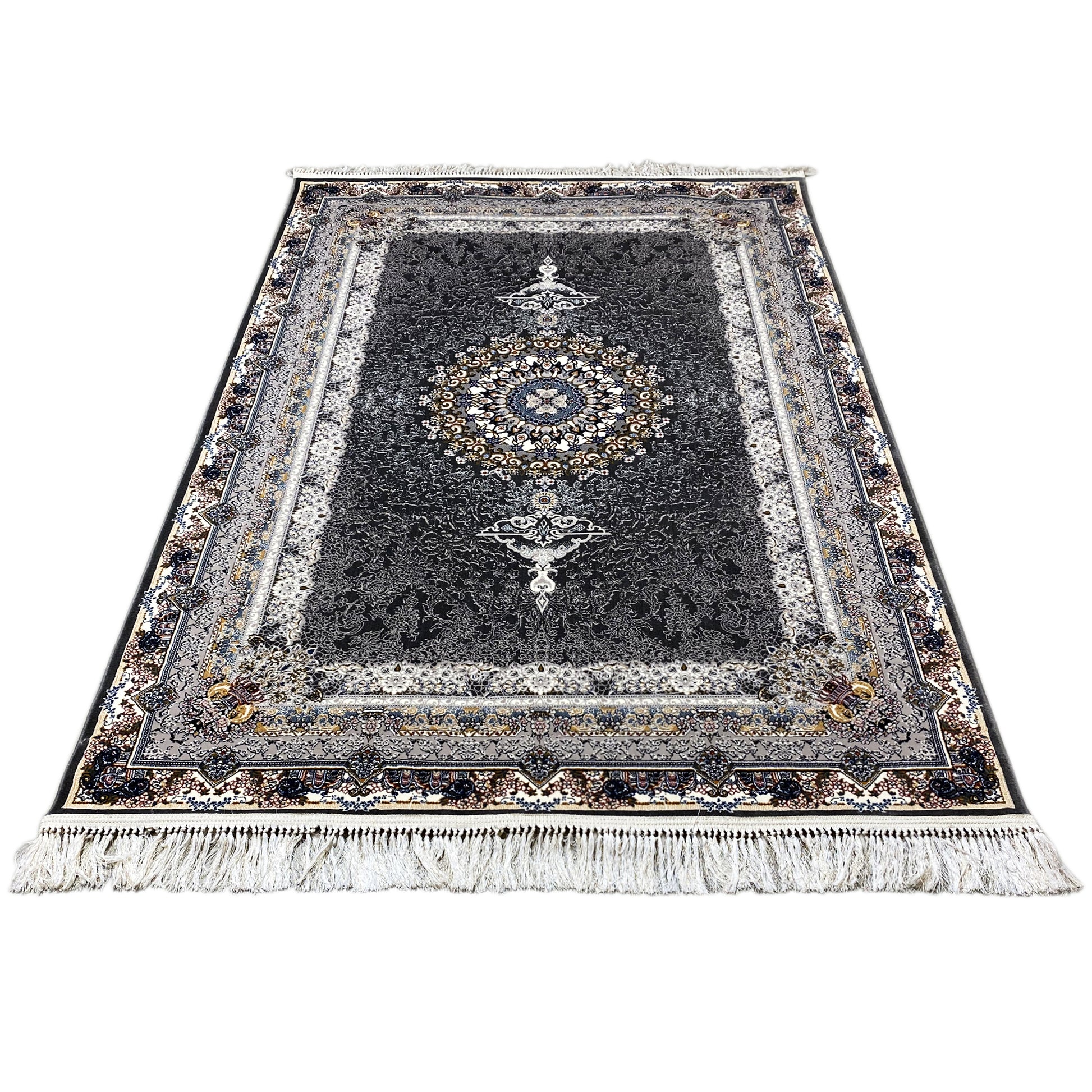 Teppich maschinell Medaillon Muster Schwarz 160x230 cm.