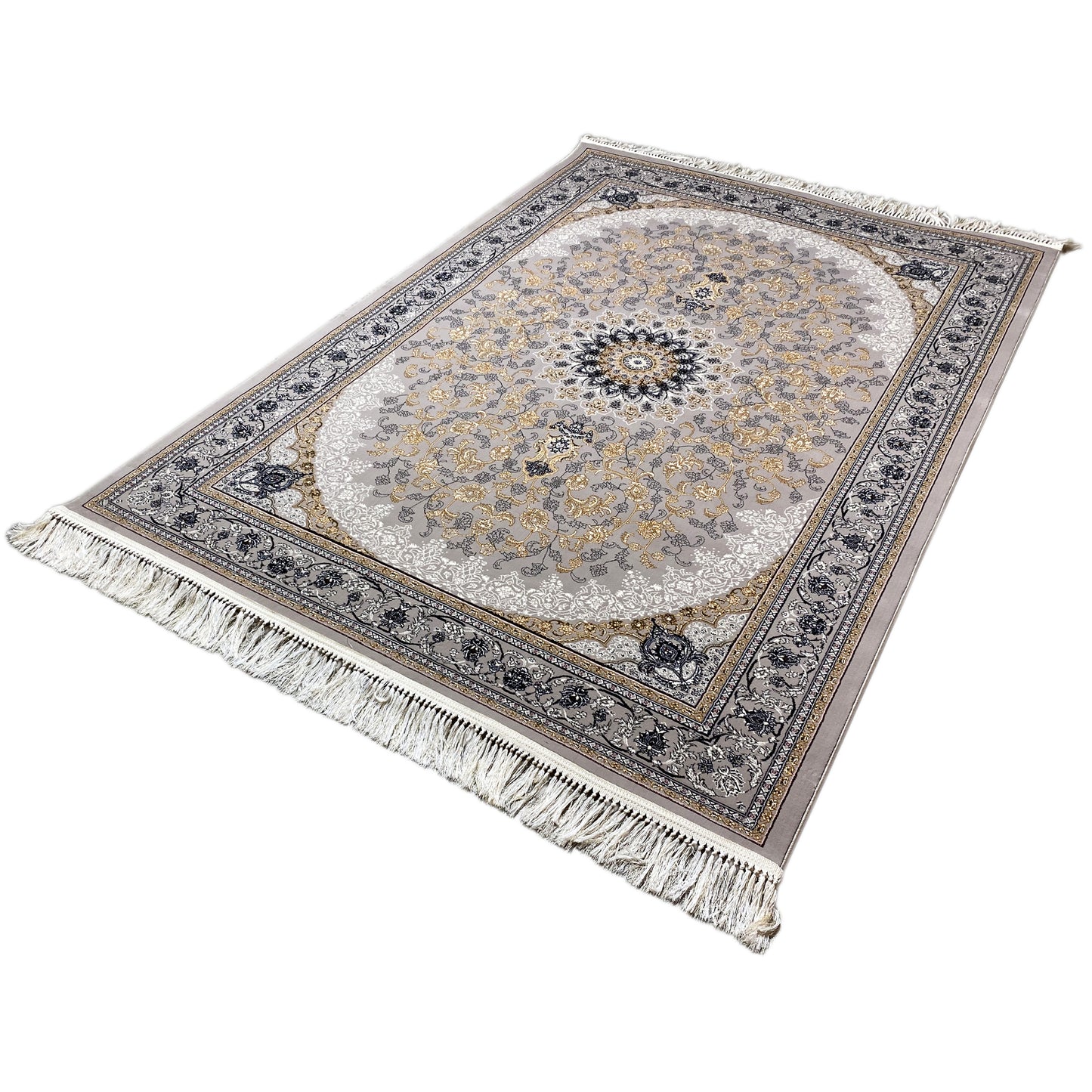 Gewebter Teppich kaufen pflegeleicht elegant Medaillon.