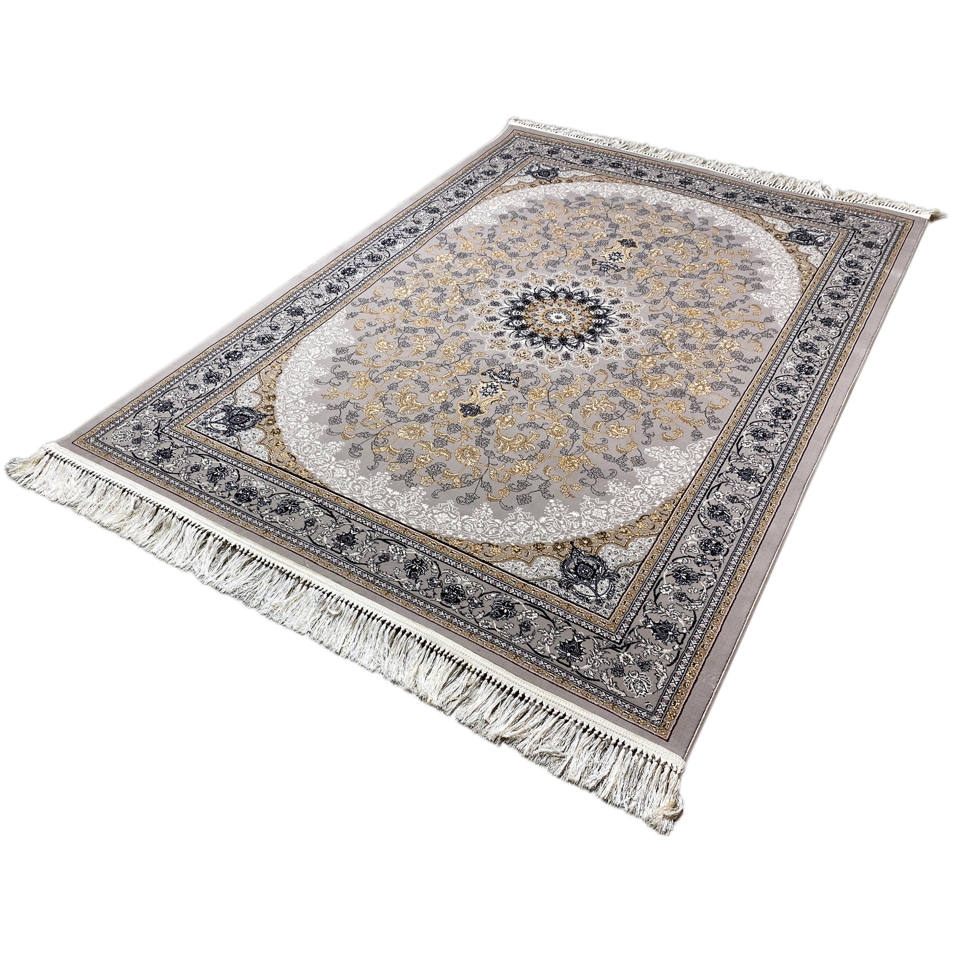 Gewebter Teppich kaufen pflegeleicht elegant Medaillon.