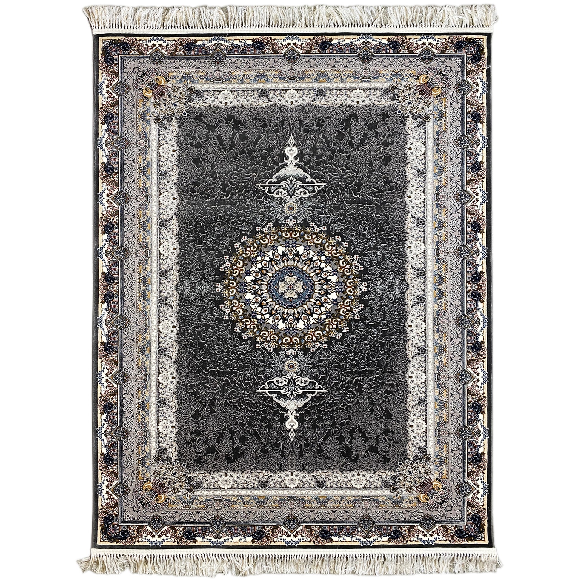 Gewebter Teppich Polypropylen Orientalisch Anthrazit für das Wohnzimmer.