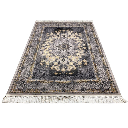 Maschinell gewebter Teppich mit Medaillon Muster in Anthrazit, 160x230 cm, Manchester.