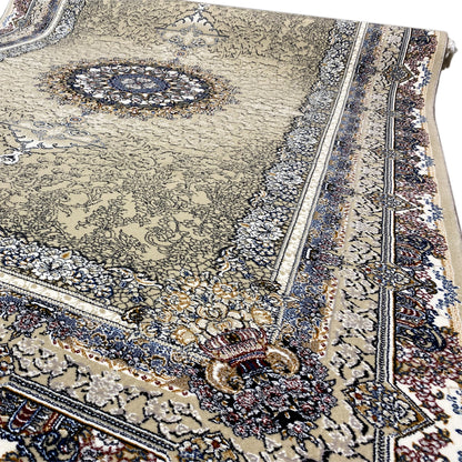 Teppich in Naturtönen mit elegantem Blau-Braun Muster für gehobenen Stil Stuttgart