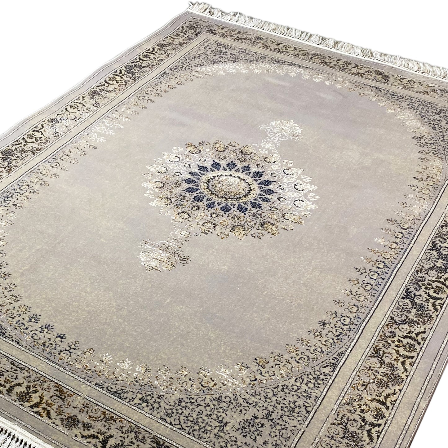 Teppich Polypropylen traditionelles Muster Beige Dunkelblau modern