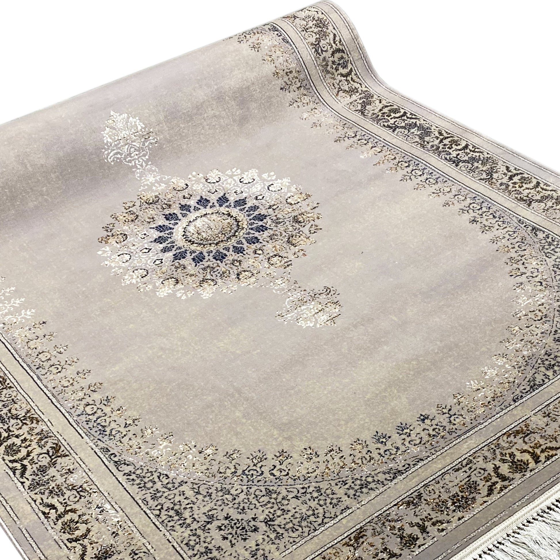 Eleganter Woven-Teppich Polypropylen orientalisch Beige Dunkelblau Wohnzimmer