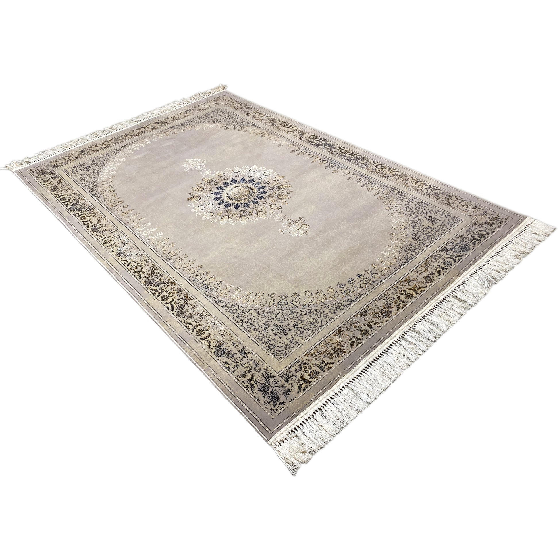 Woven-Teppich Polypropylen florales Muster Beige Dunkelblau Wohnzimmer