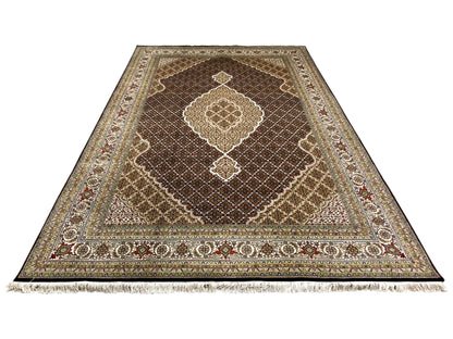 Handgeknüpfter Woll-Seide Teppich Indo Tabriz mit feinen floralen Ornamenten