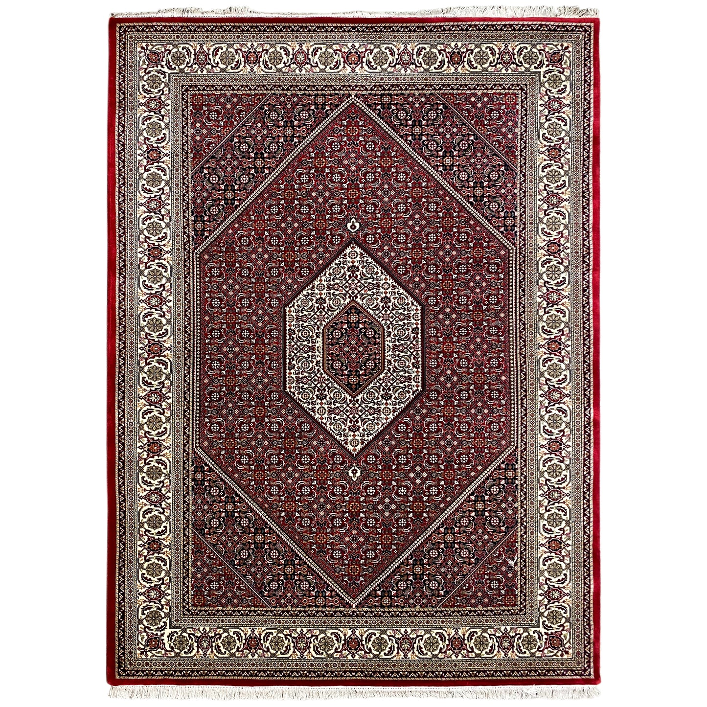 Handgeknüpfter Bidjar Teppich aus Wolle in Rot Creme 245x172 cm