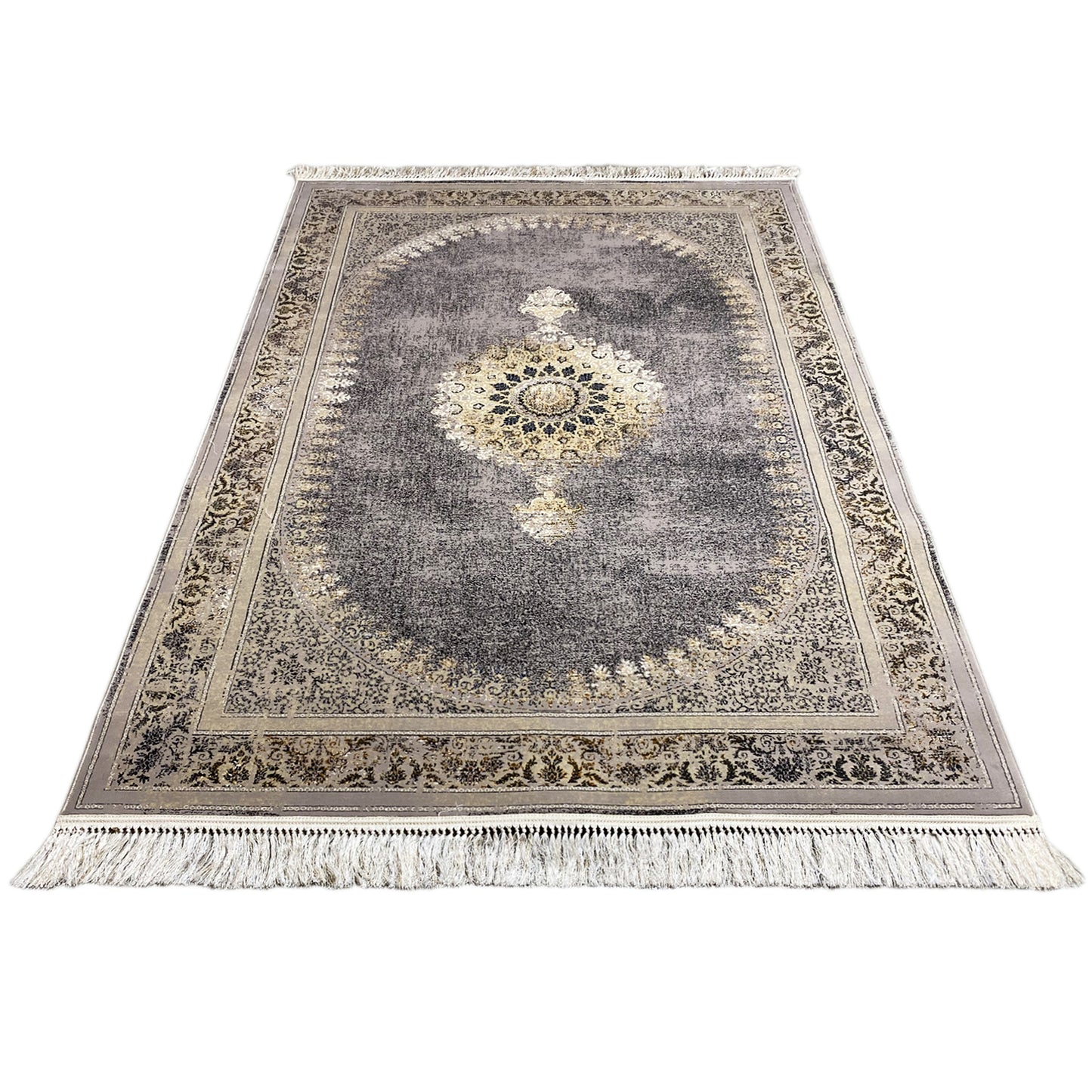 Kurzflor Teppich 160x230 cm Polypropylen pflegeleicht in Grau-Beige kaufen