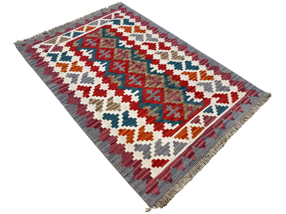 Naturwolle Kelim Teppich handgewebt für Wohnzimmer oder Flur