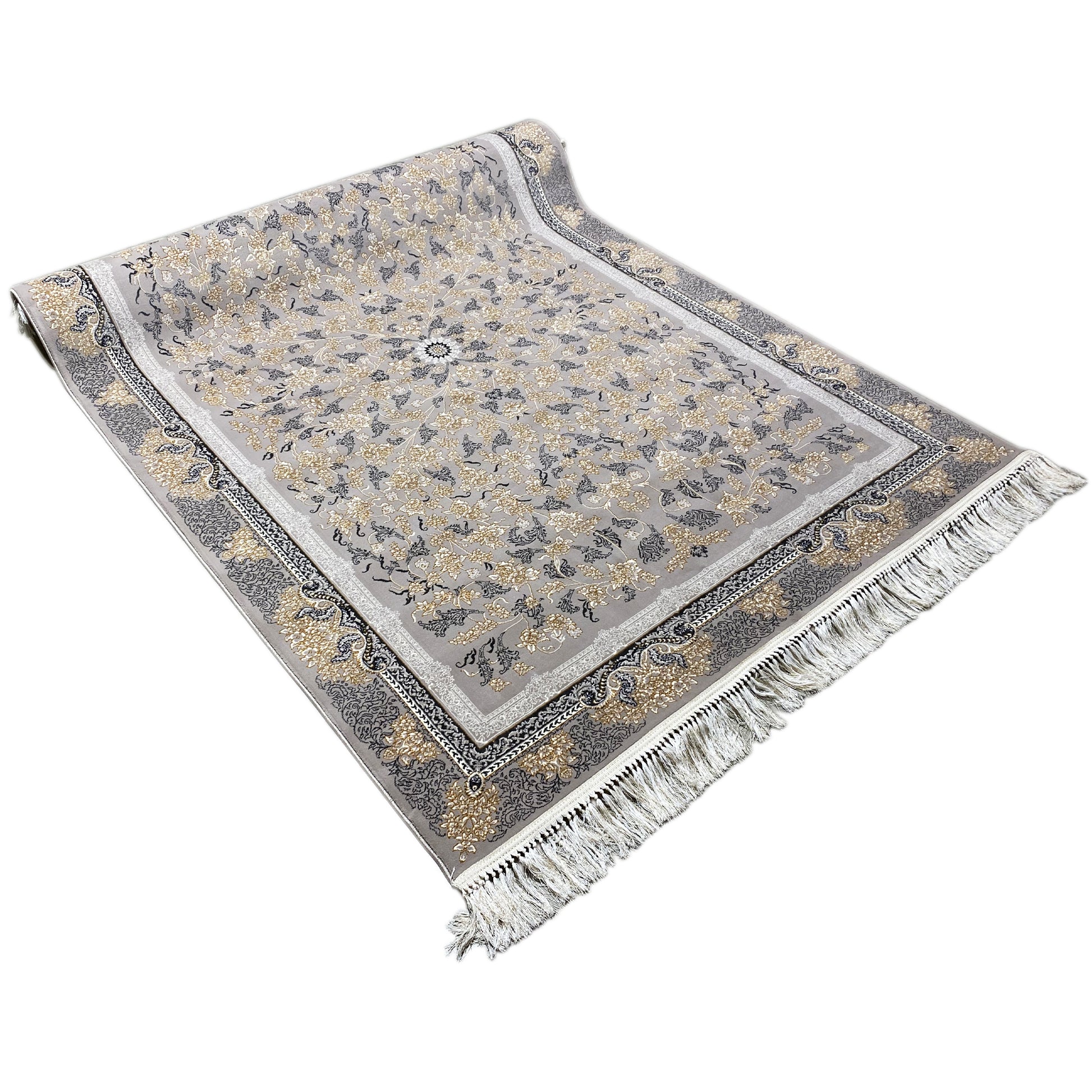 Gewebter Teppich im Glamour Stil, 160x230 cm, Grau, perfekt für Esszimmer in Rom.