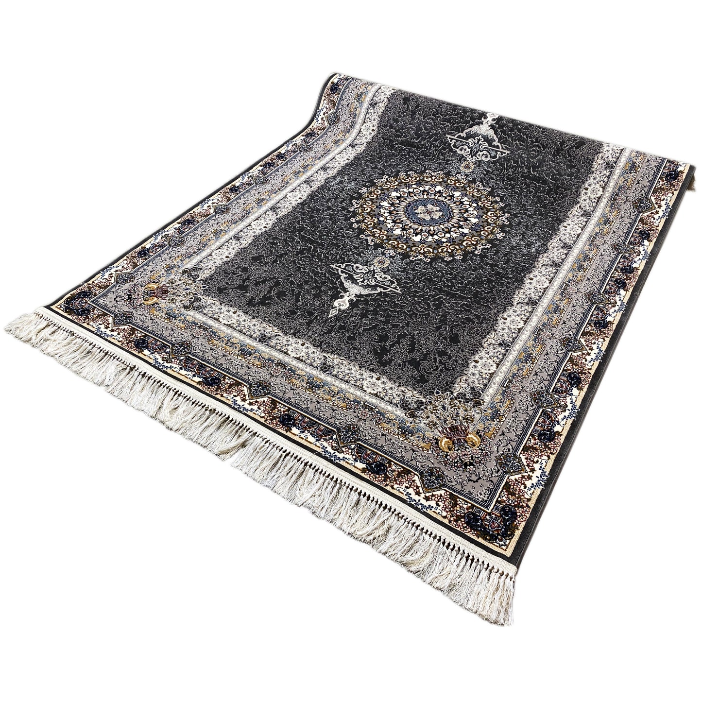 Wohnzimmer Teppich Maschinell gewebt Orient Design Anthrazit/Bunt.