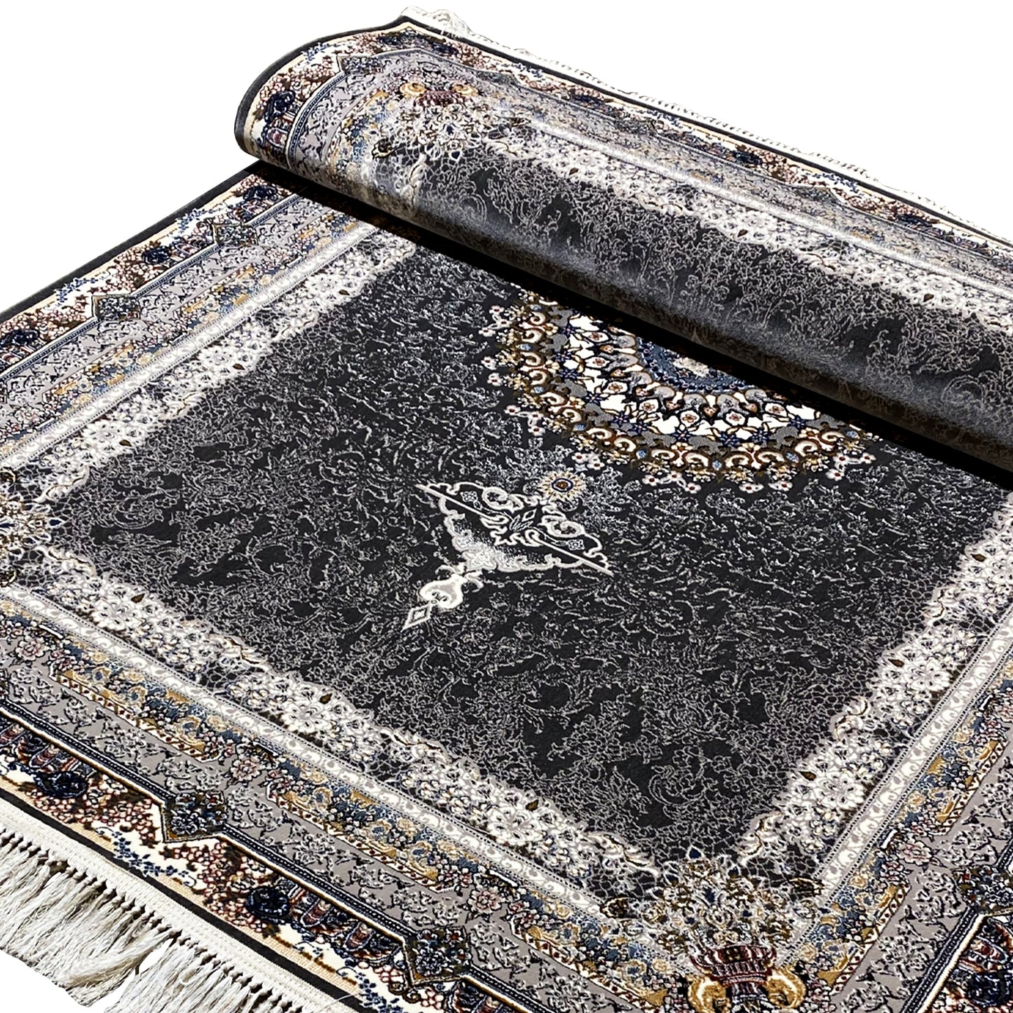 Teppich Gewebt Klassik Stil Schwarz 160x230 cm.