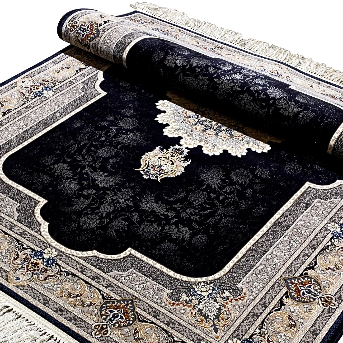 Klassischer Teppich kaufen: Mihrab-Muster, Schwarz