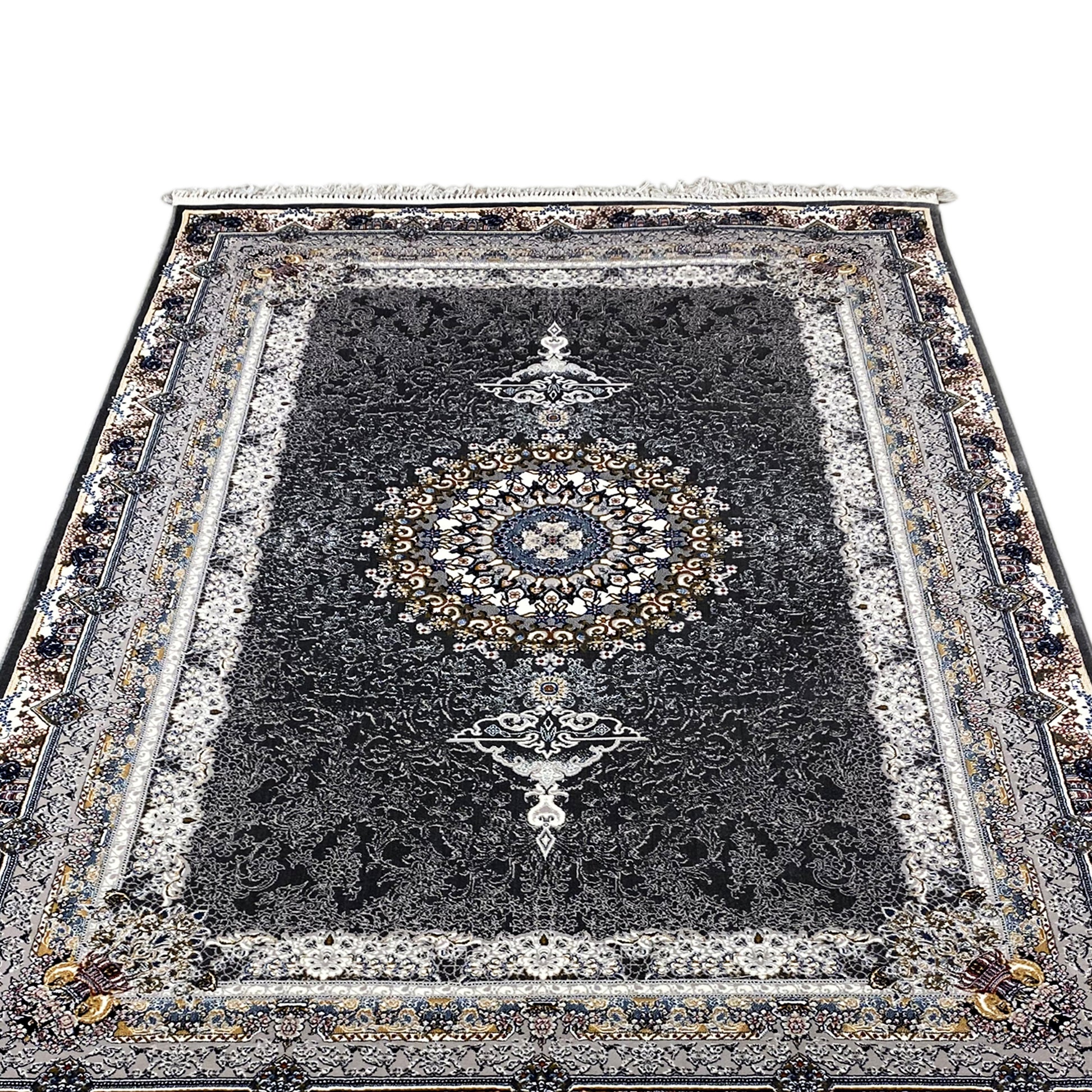 Teppich Maschinell Medaillon Polypropylen Dunkelgrau.