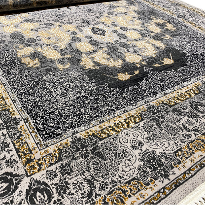 Gewebter Teppich im Orient Design, Grau Medaillon, Manchester.