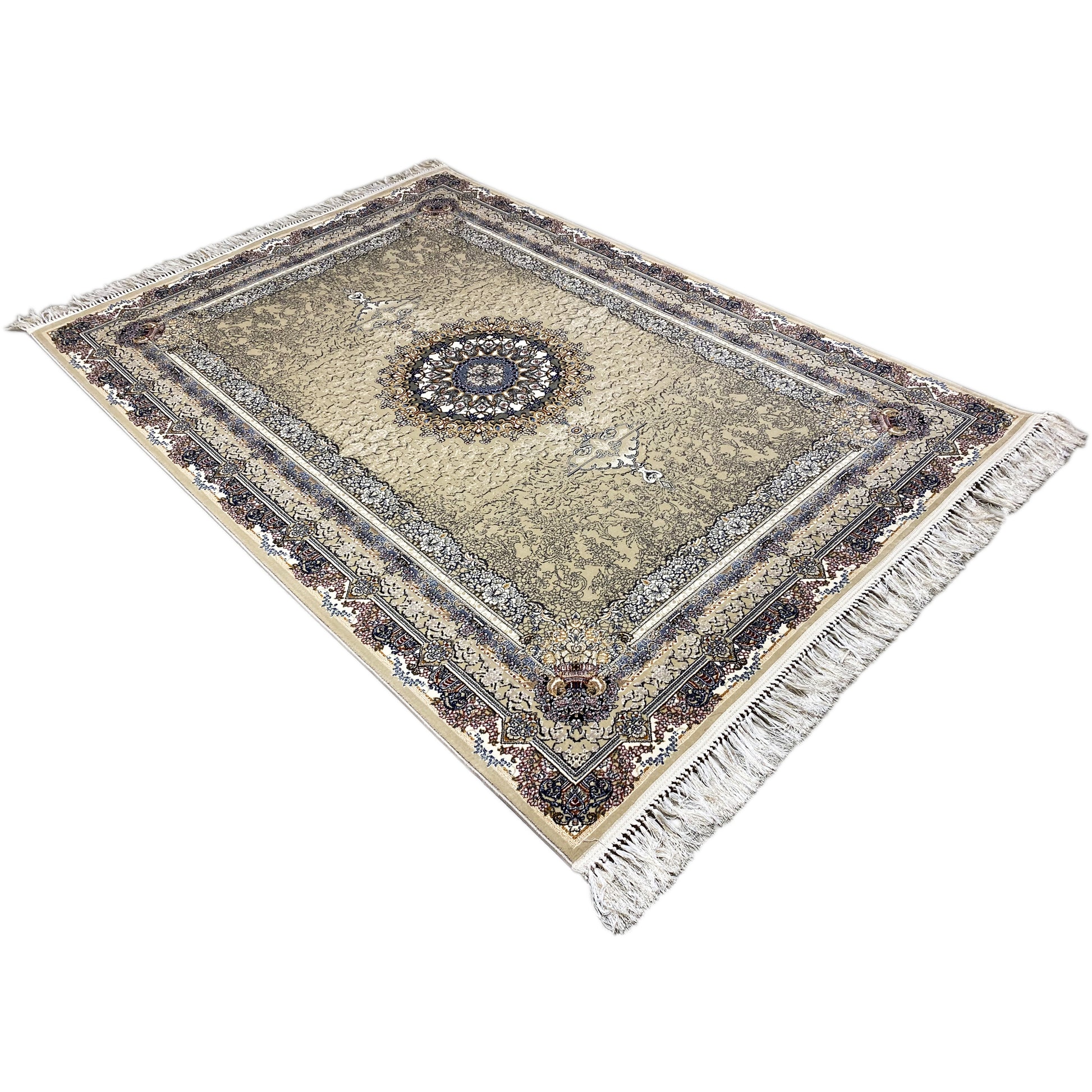 Orientalischer Webteppich maschinengewebt in Sandfarben mit Fransen Stuttgart