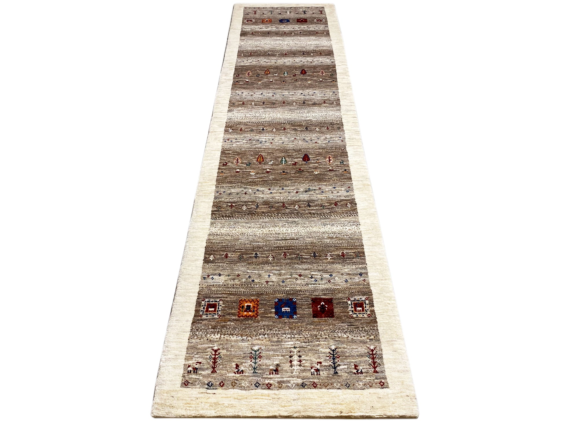 Gabbeh Läufer Teppich 352x78 cm pflanzengefärbte Naturwolle