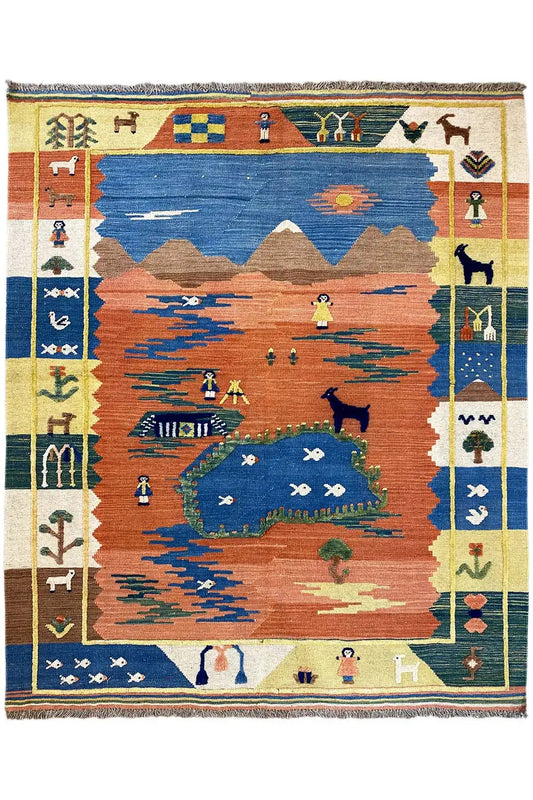 Kilim Qashqai  - 800596 (187x154 cm) - Premium Kelim from German Carpet Shop - Just €430! Shop now at German Carpet Shop