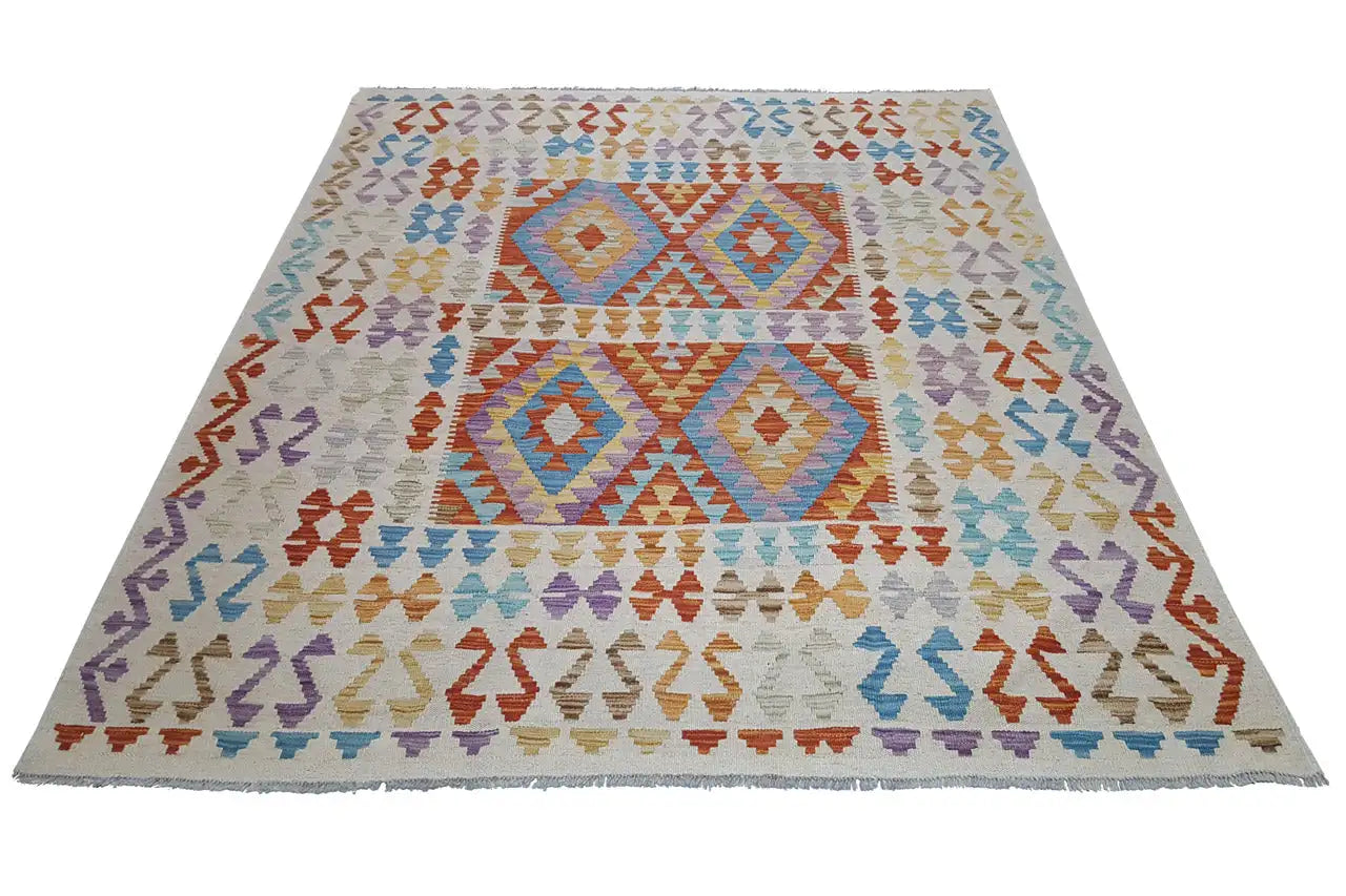  Kelim Afghan  2757 (205x161 cm) - Premium Kelim from German Carpet Shop - Just €269! Shop now at German Carpet Shop