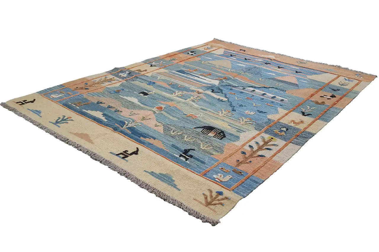  Kilim Qashqai  - 605615 (194x153 cm) - Premium Kelim from German Carpet Shop - Just €449! Shop now at German Carpet Shop