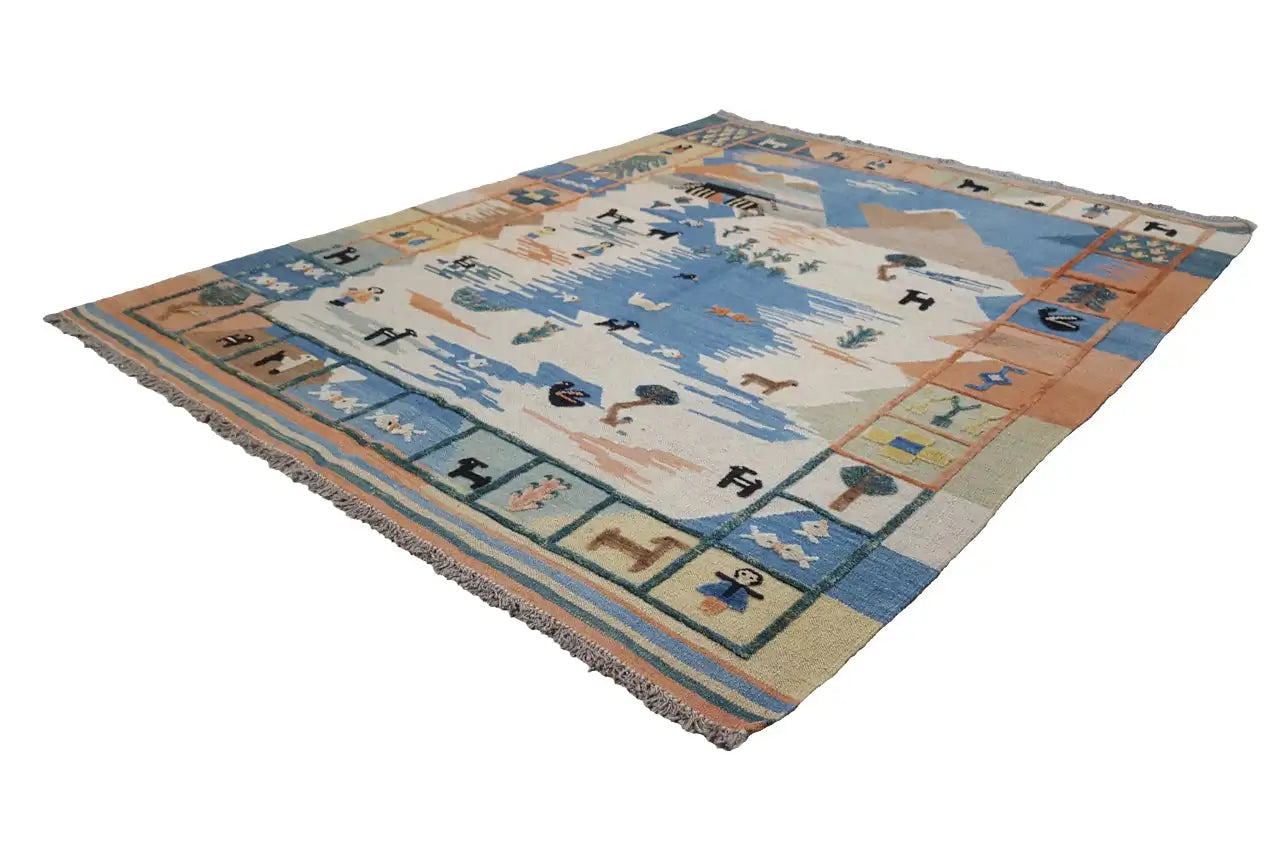  Kilim Qashqai  - 605616 (198x158 cm) - Premium Kelim from German Carpet Shop - Just €449! Shop now at German Carpet Shop